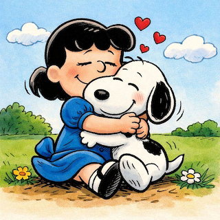Snoopy and Lucy Hug