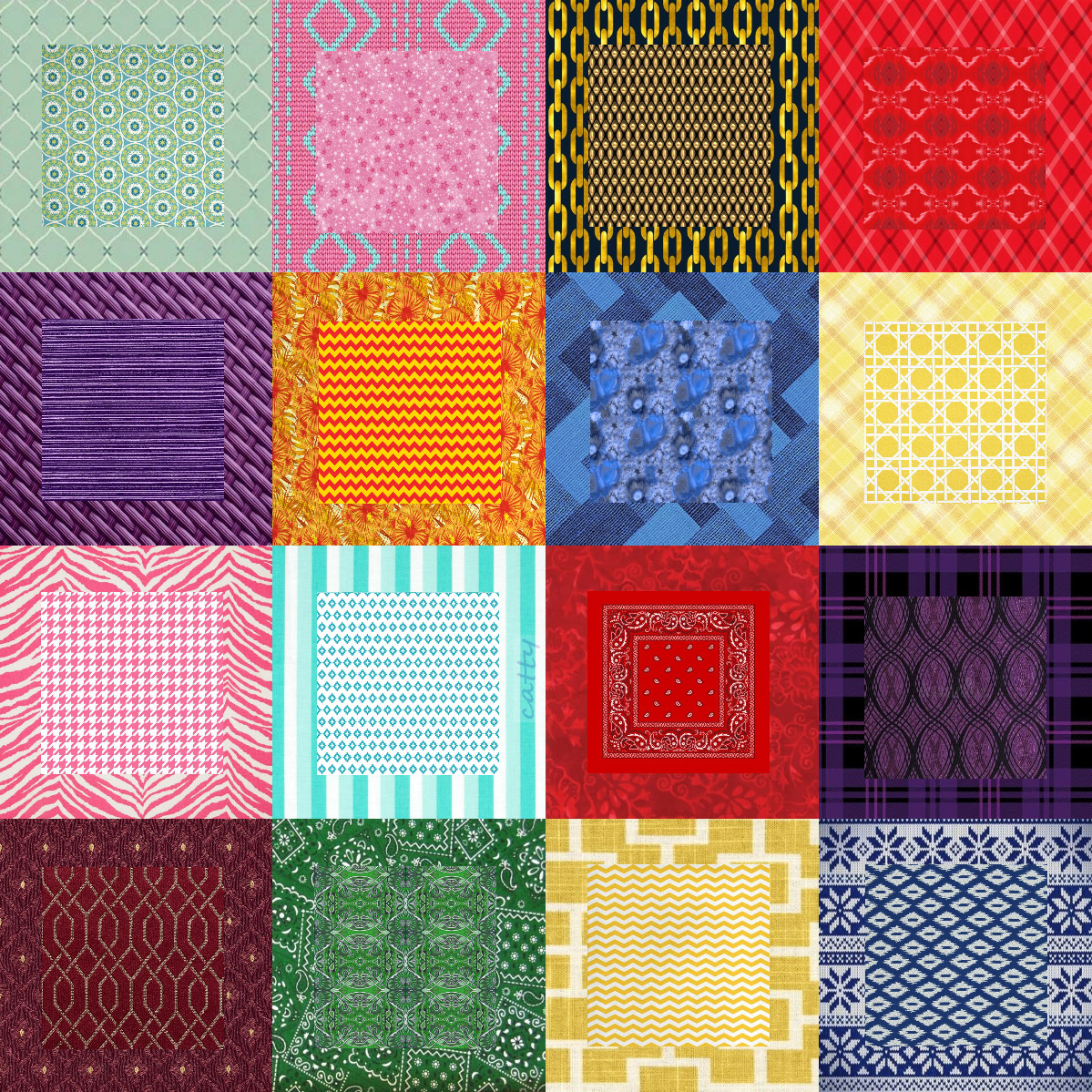 Colorful Patchwork Quilt Pattern Grid
