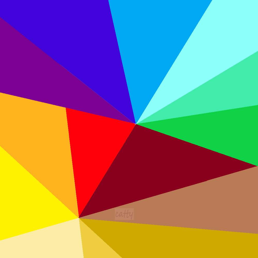 Abstract radial pattern with colorful triangular segments emanating from center point
