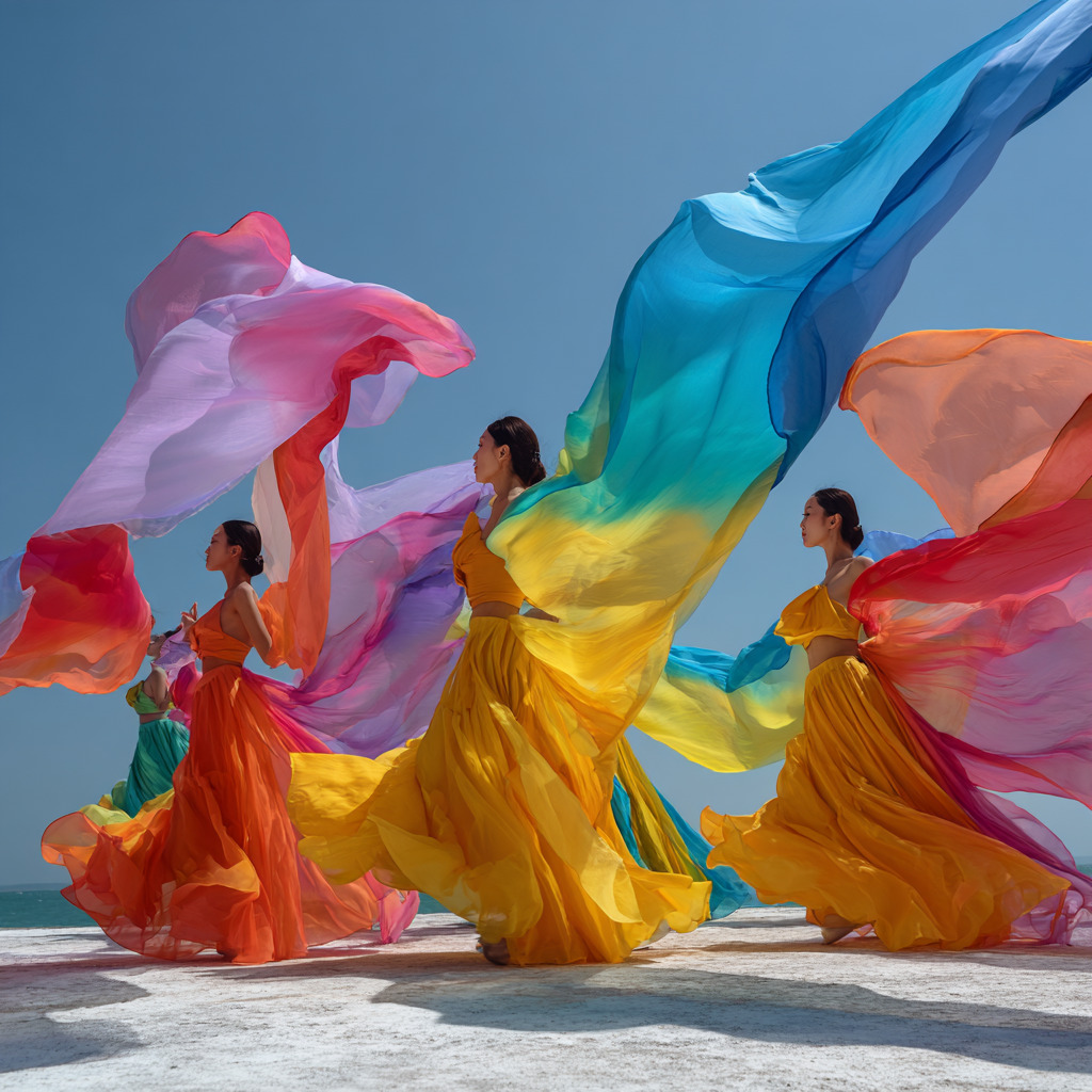 Dancers with Flowing Silk