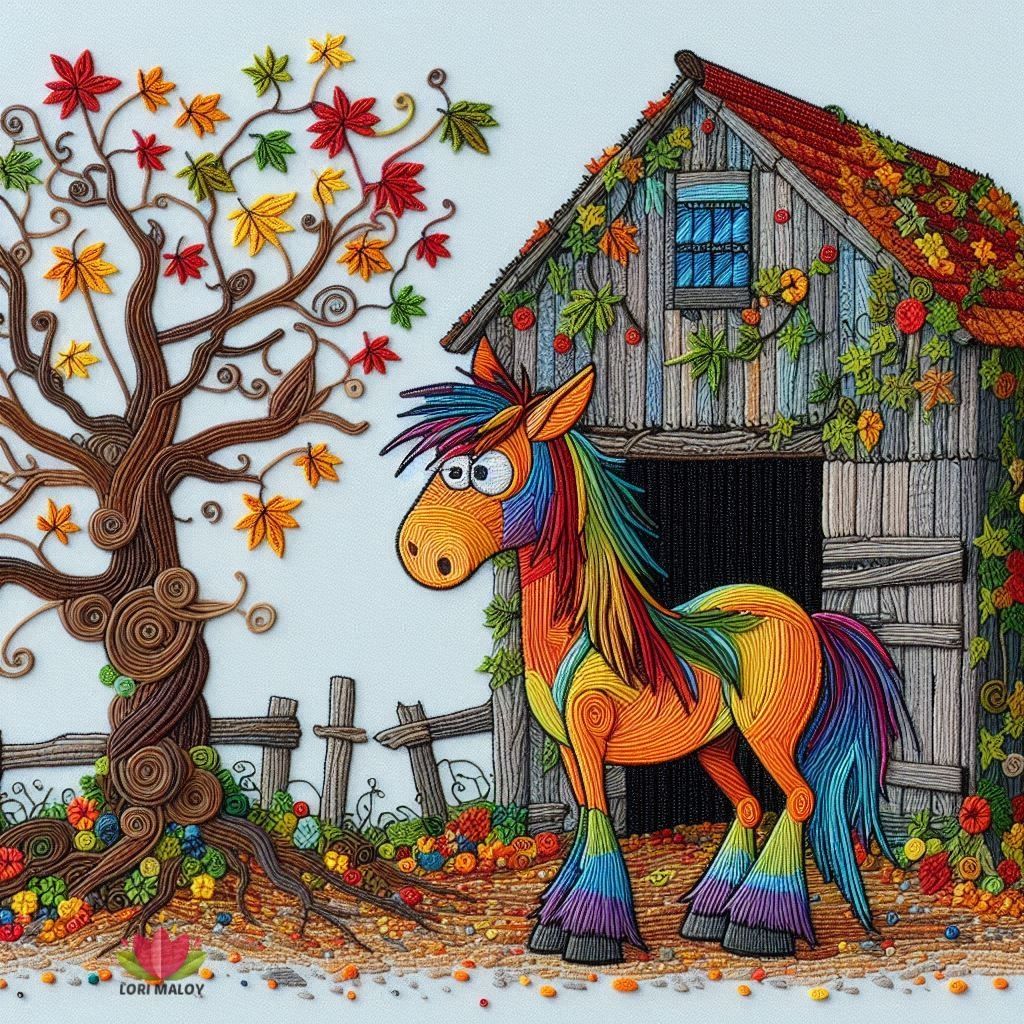 Horse By A Barn