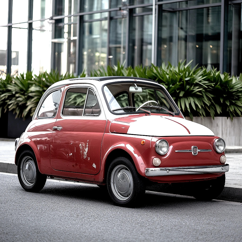 Vintage Red Fiat 500