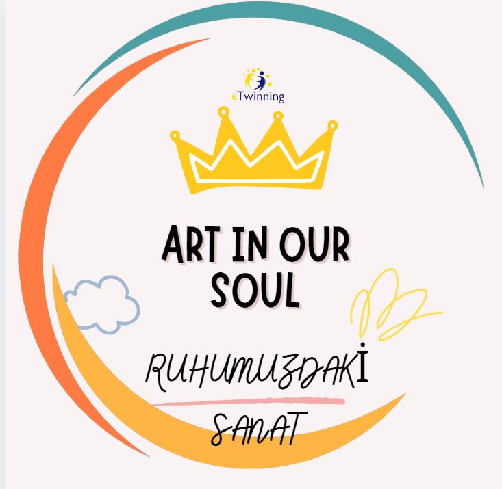 Logo with a yellow crown, colorful crescent shapes, and Art in Our Soul text on a light background