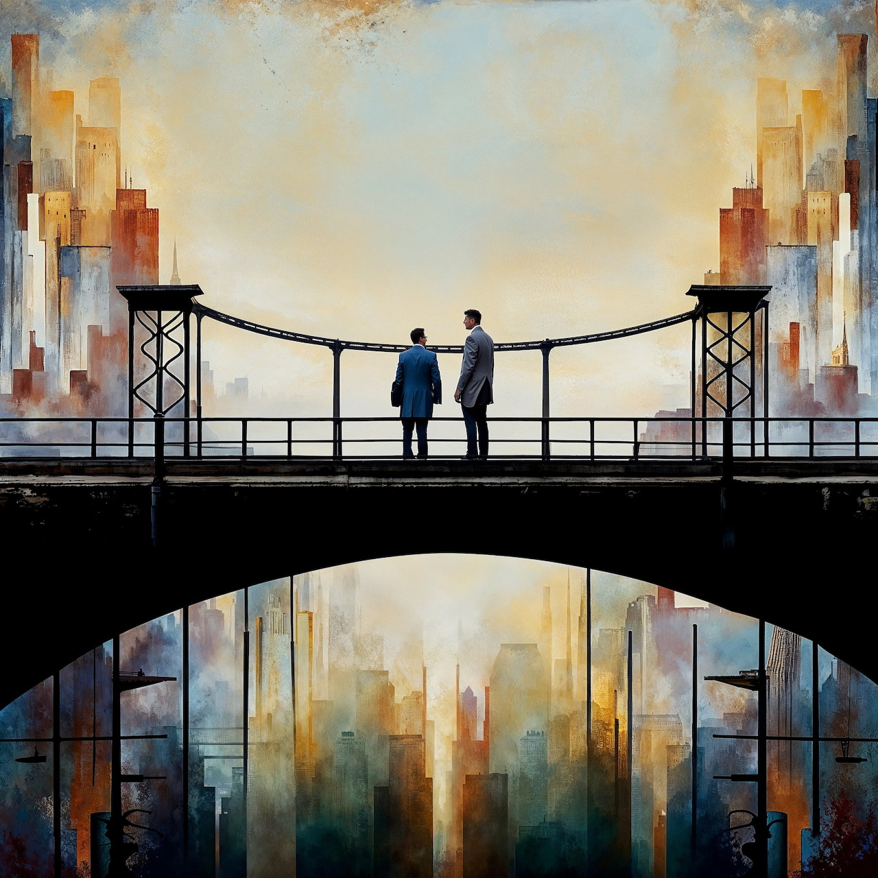 Abstract Cityscape with Bridge
