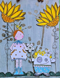 Whimsical Sunflower Girl Illustration
