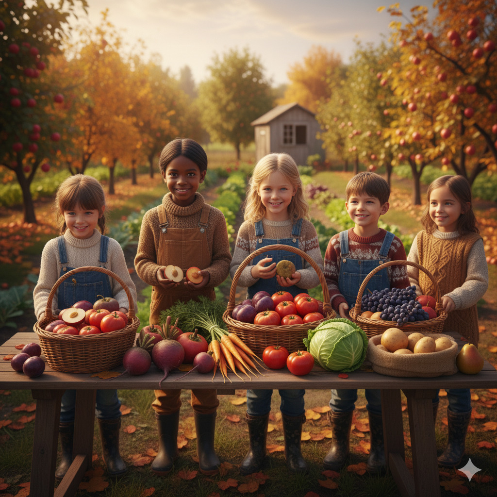Children with Harvest Baskets