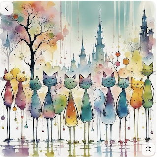 Whimsical Watercolor Cats