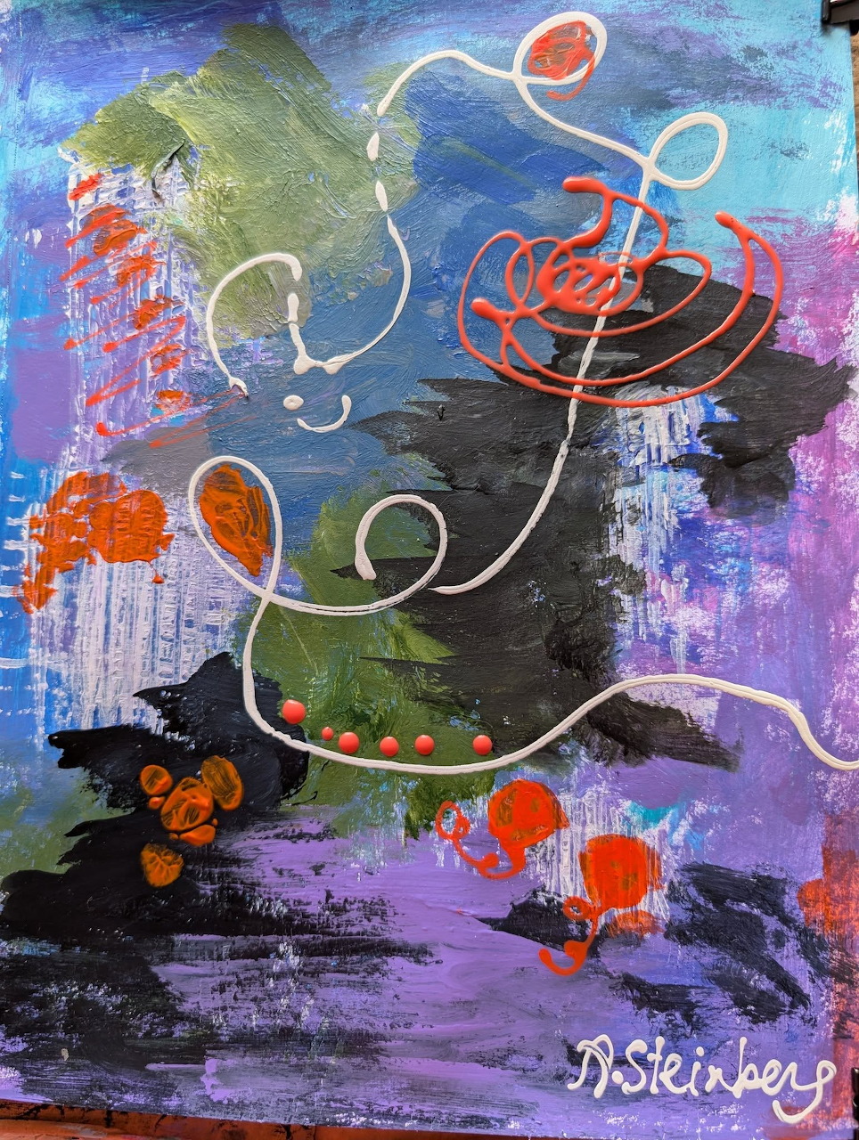 Abstract art composition with mixed colors and shapes