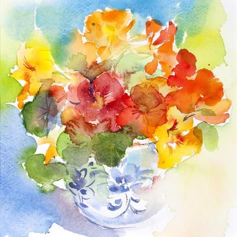 Nasturtium in Delft Vase