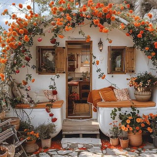 White Cottage Orange Flowers