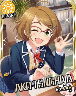 Anime girl Ako Tsuchiya with glasses, winking and making an OK gesture in a school uniform