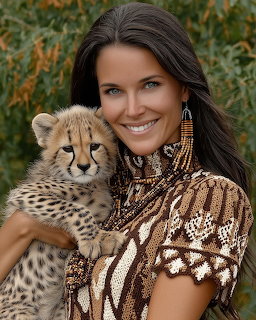 Woman with Cheetah Cub