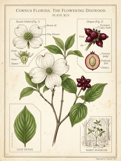 Flowering Dogwood Botanical Plate