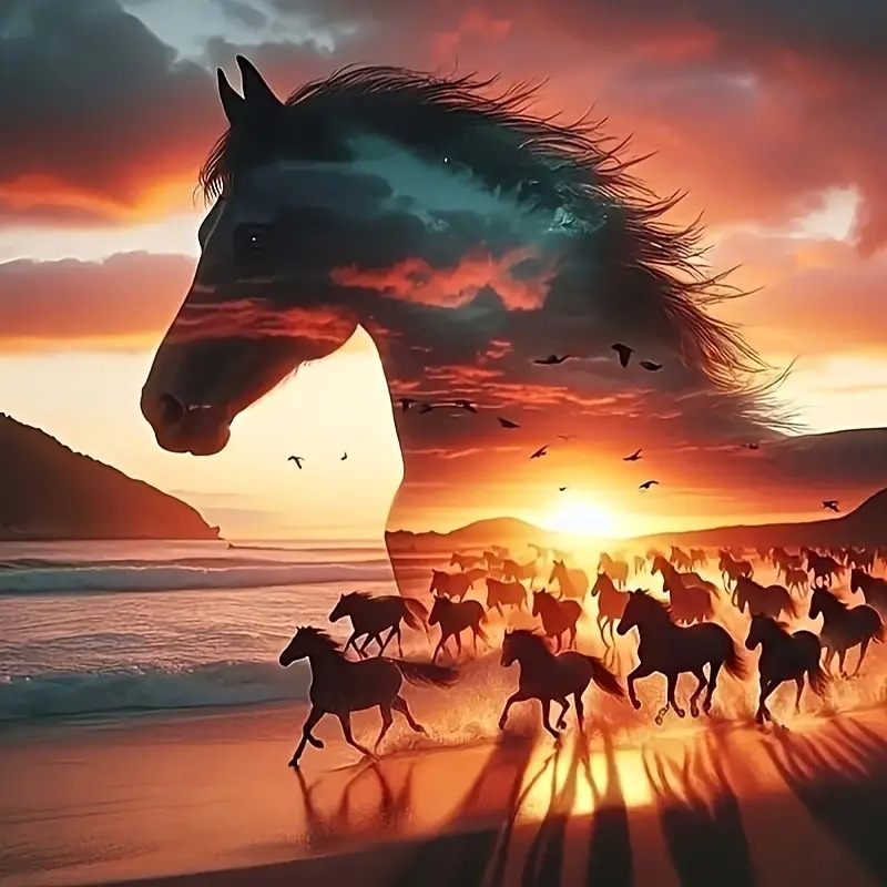 Horses at Sunset Beach