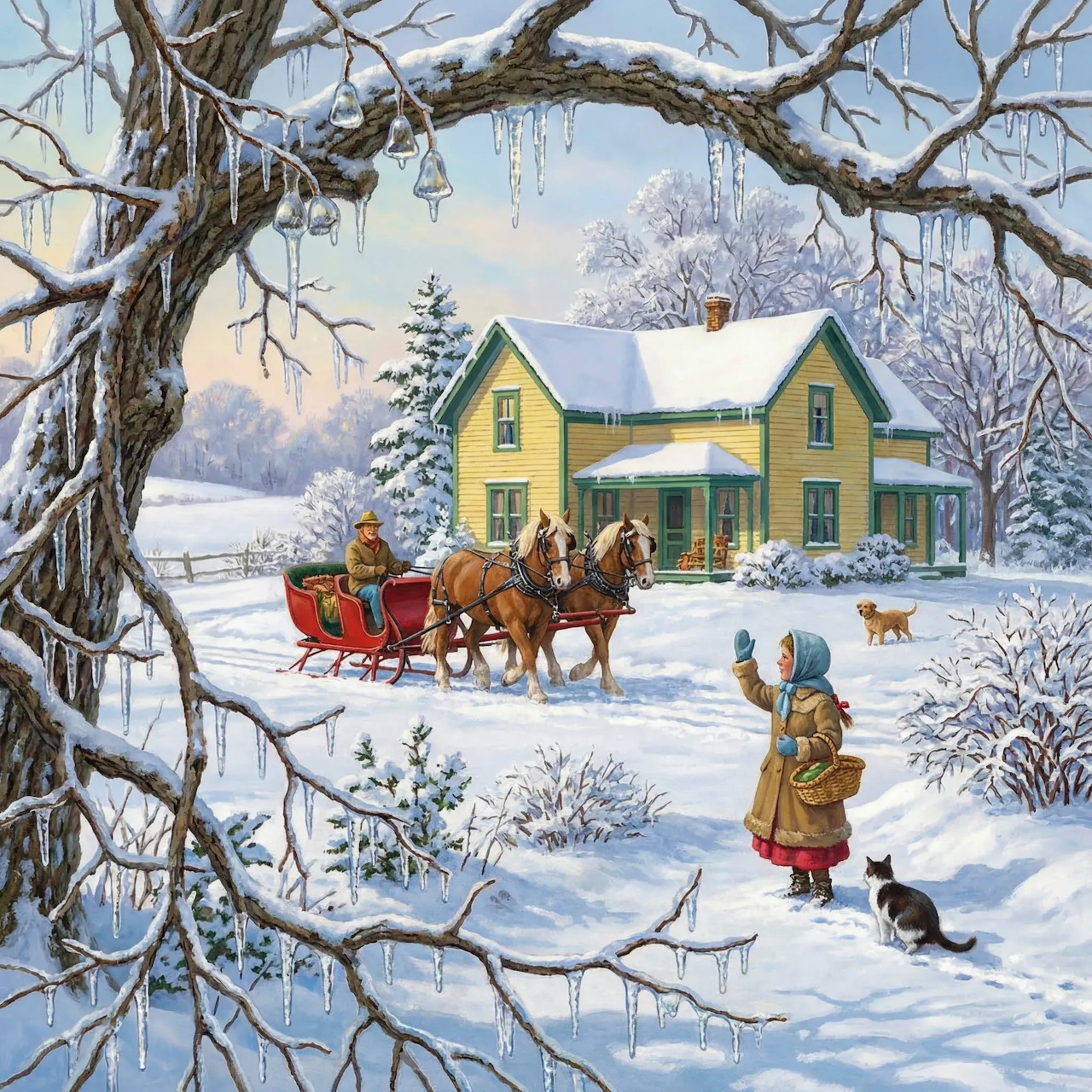 Winter Sleigh Ride Scene