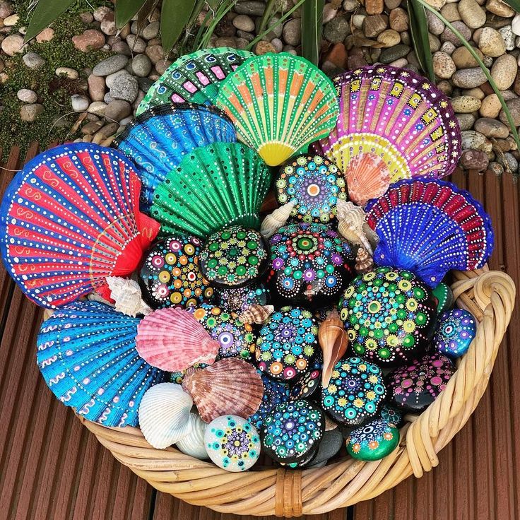 Painted Pebbles and Fans