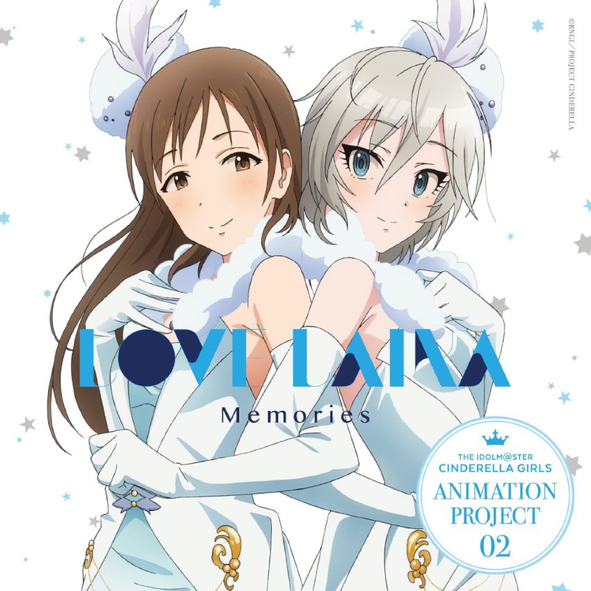 Anime poster of two girls in white and light blue outfits with snowflake accents