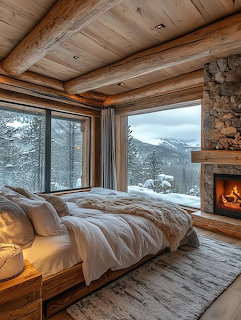 Cabin Bedroom Mountain View
