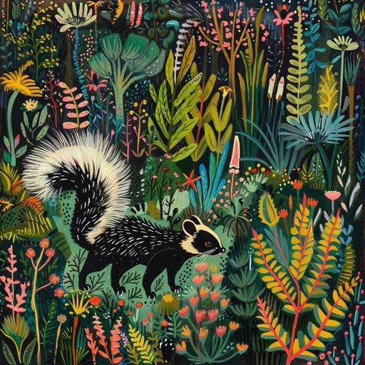 Skunk in Jungle Garden