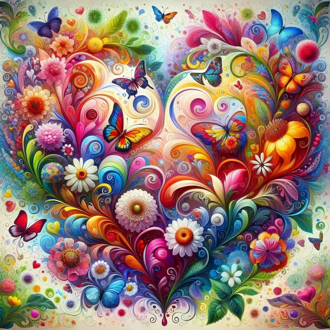 Colorful Floral Heart