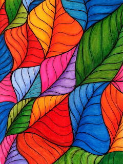 Colorful Drawn Leaves Pattern