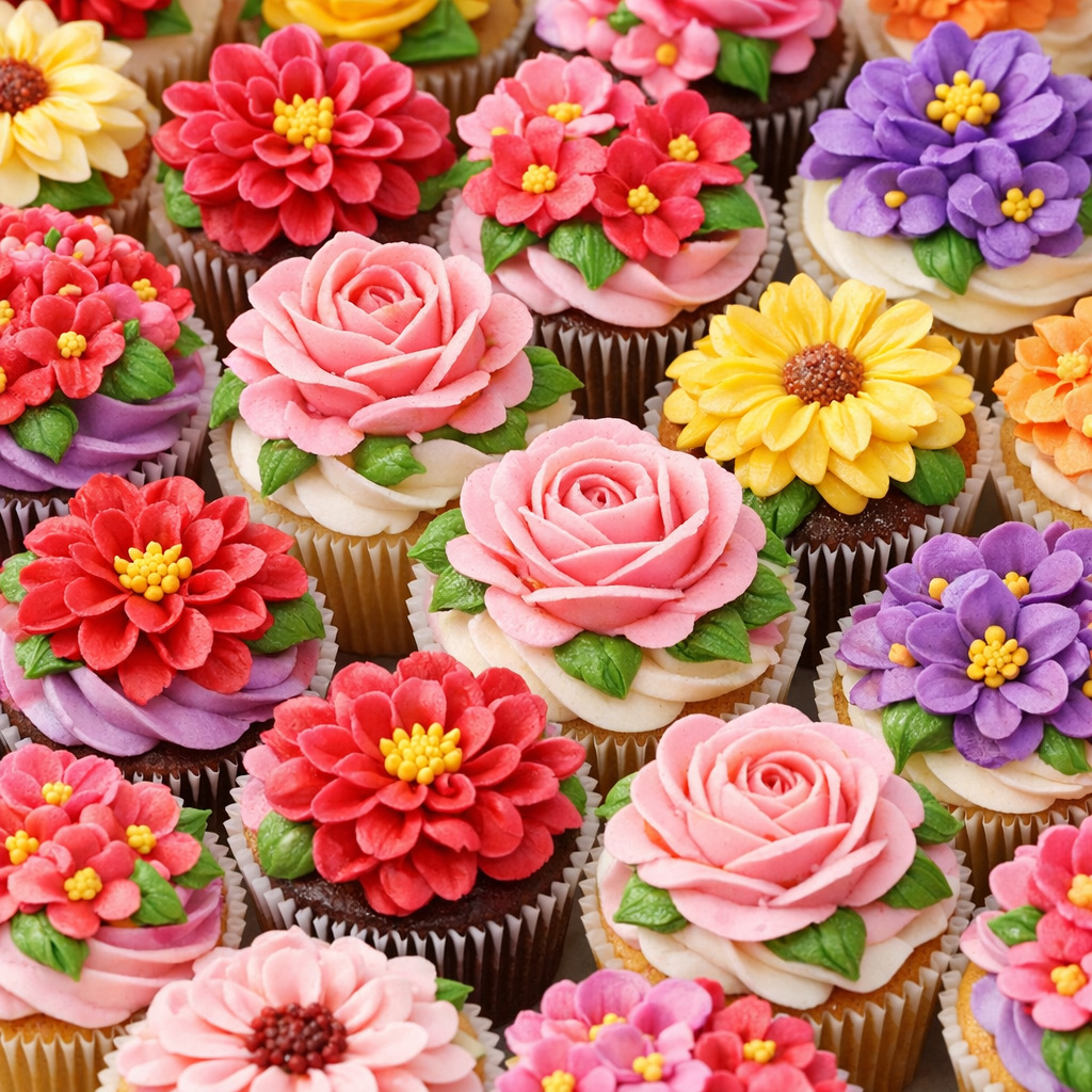 Colorful Flower Cupcakes