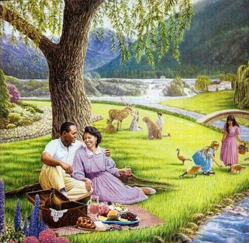 Family Picnic by Alpine Lake