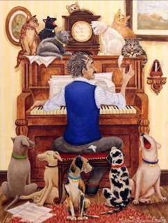 Dogs Watching Piano Player
