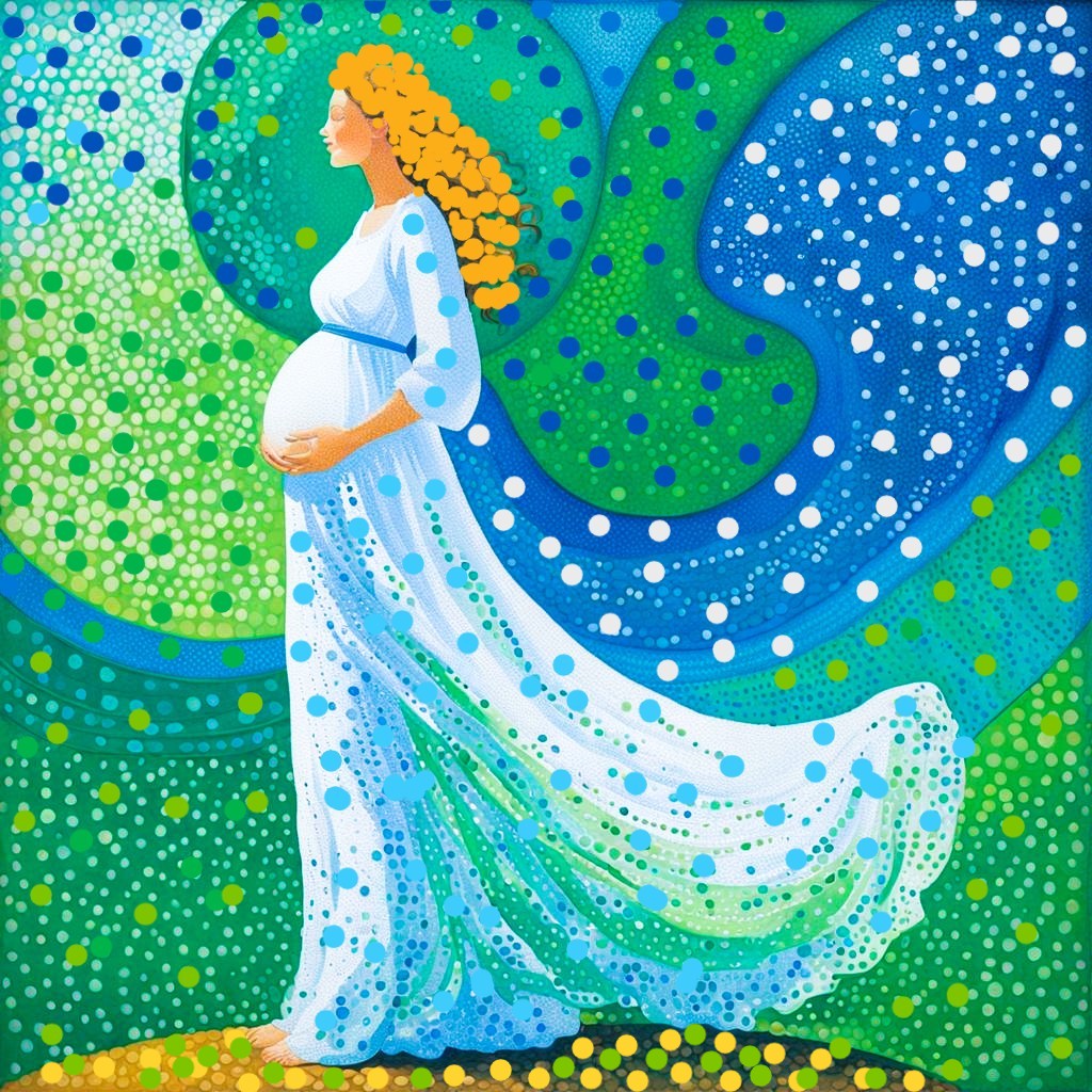 Pointillism Pregnant Woman