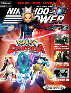 Nintendo Power magazine cover showing Pokemon Colosseum game art with legendary Pokemon