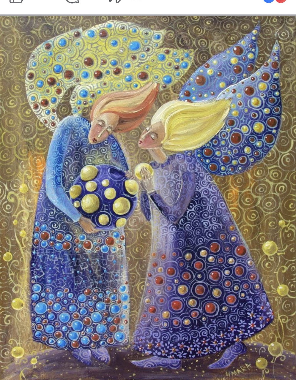 Two Angels Folk Art