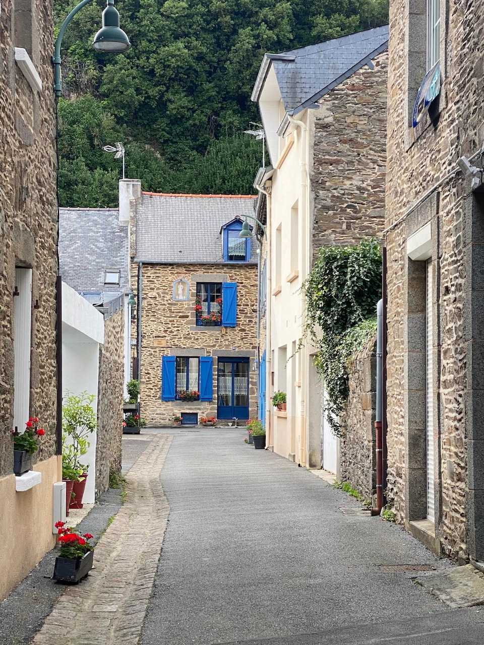 View of Bourg village with traditional buildings and surrounding scenery