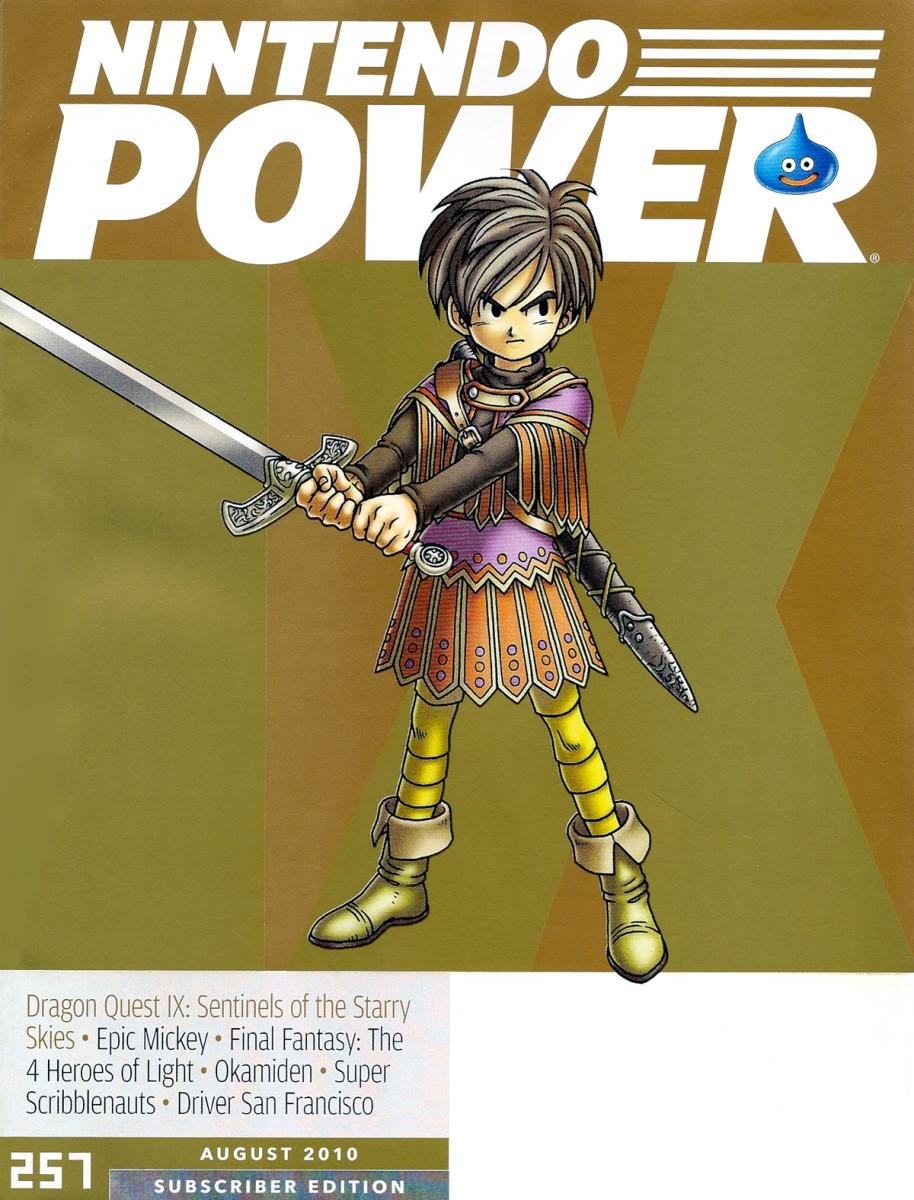 Nintendo Power magazine cover issue 257 with Dragon Quest IX hero character wielding a sword