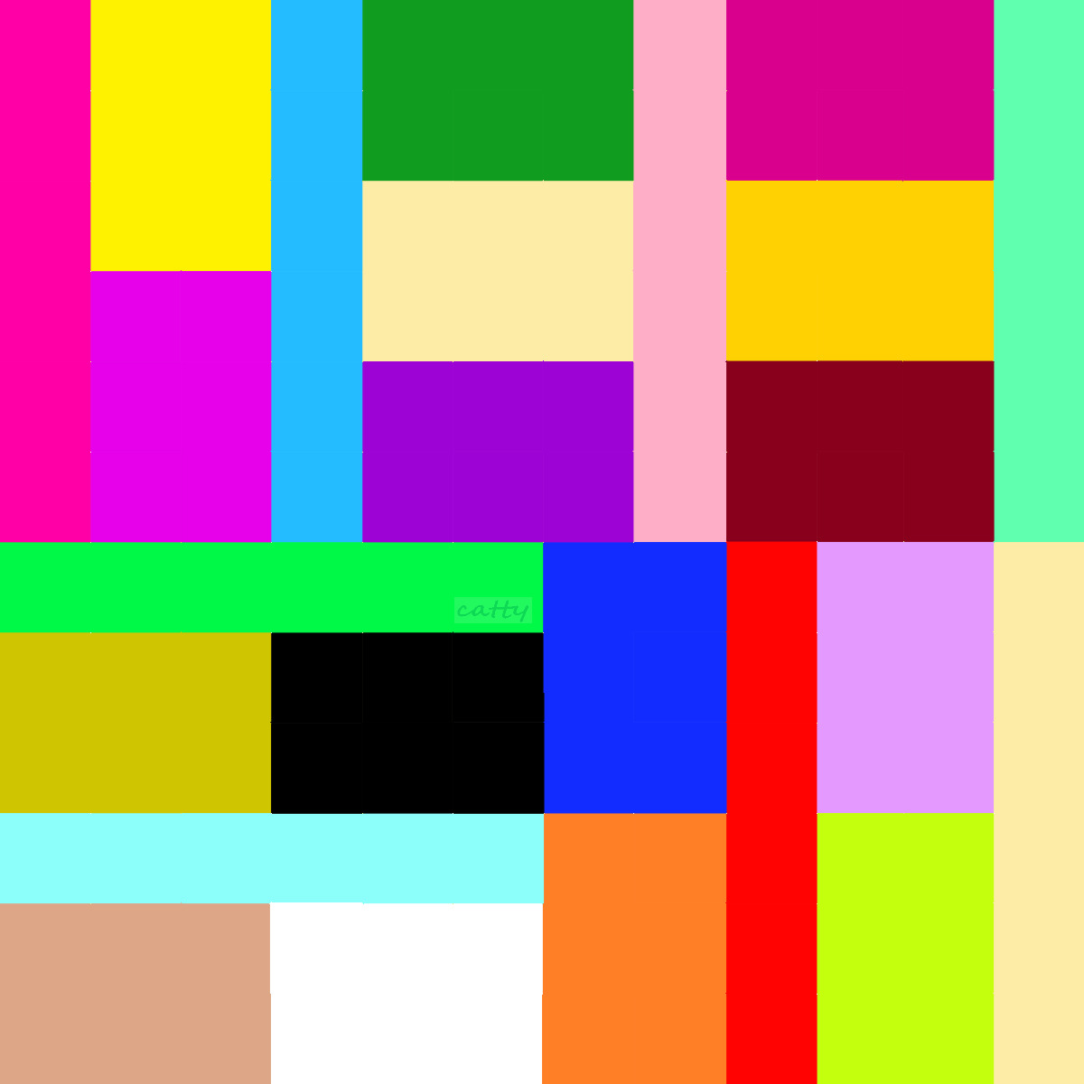 Grid of 24 colorful squares in various sizes arranged in an abstract geometric pattern
