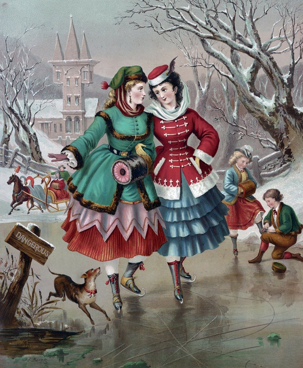 Victorian Ice Skating Scene