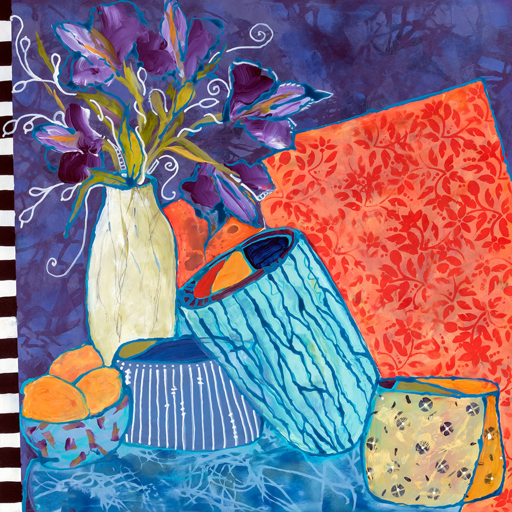 Purple Irises Still Life