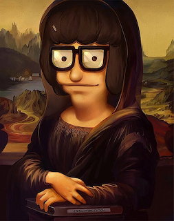 Tina Belcher from Bob's Burgers drawn in the style of the Mona Lisa painting