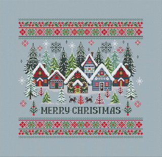 Merry Christmas Village Cross Stitch