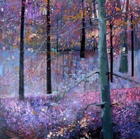 Painting titled November Light by Carol Dewart with muted autumn colors.