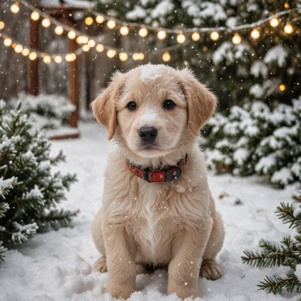 Golden Retriever Puppy in Snow