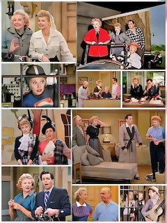 Grid collage of I Love Lucy TV show scenes with Lucille Ball and Desi Arnaz in various episodes