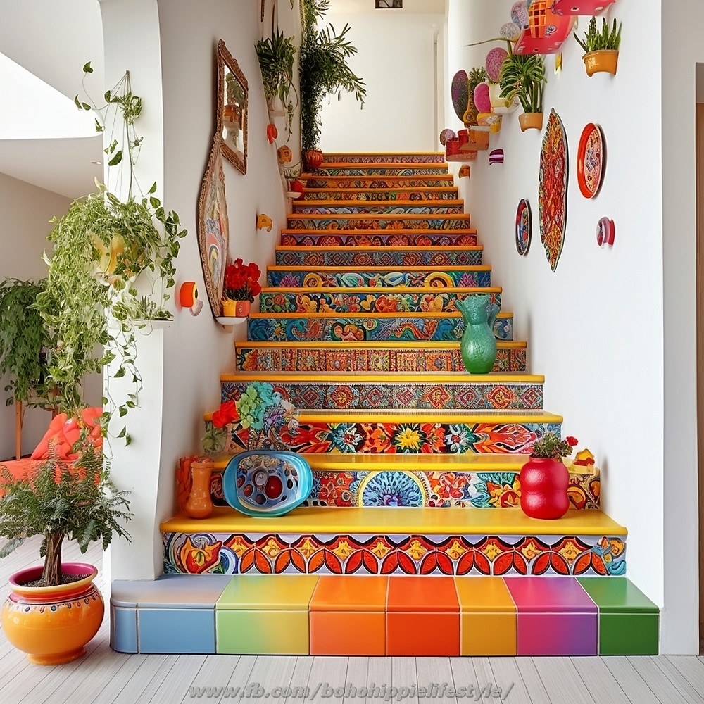 Colorful Tiled Stairs