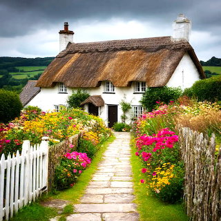 English Thatched Cottage Garden