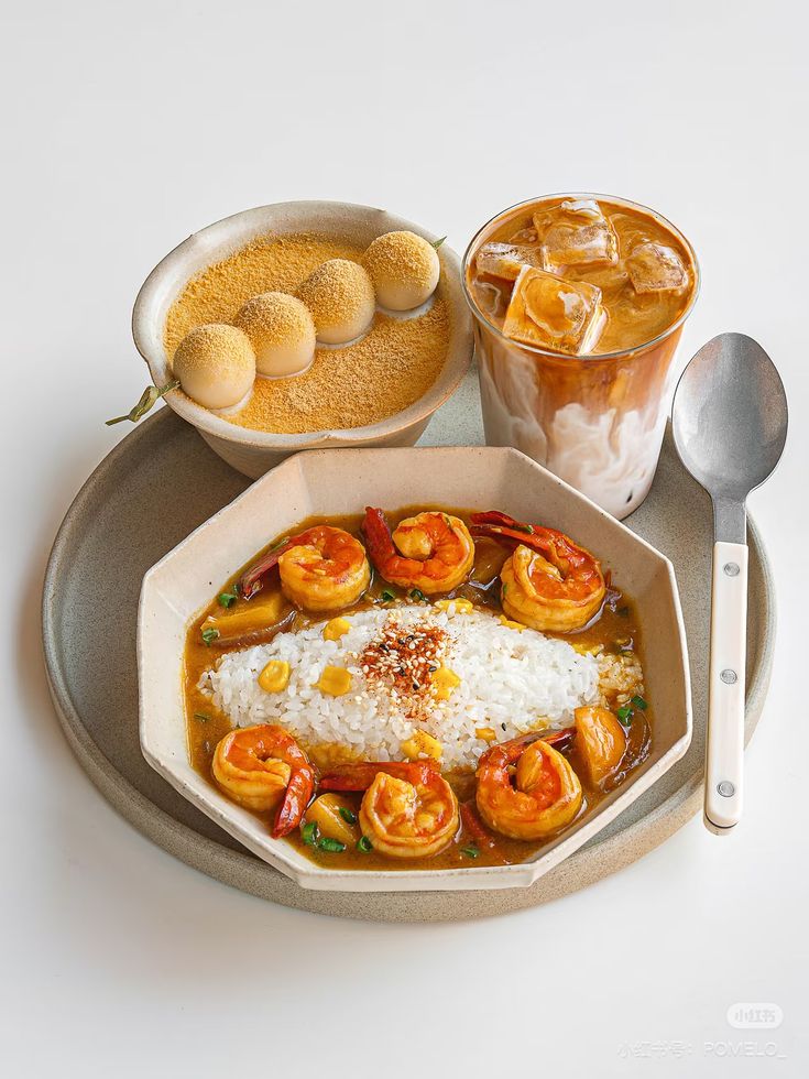 Korean food spread with rice, kimchi and assorted side dishes
