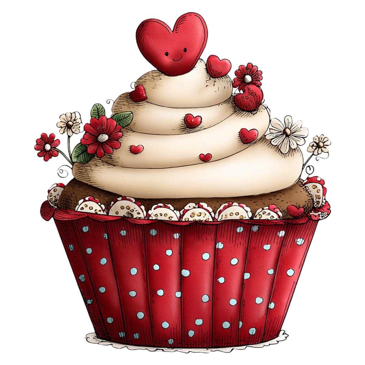 Heart Cupcake Illustration