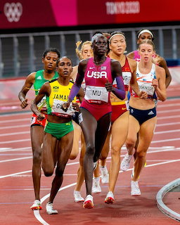 Olympic Women Track Athletes Running