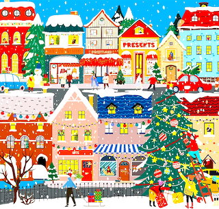 Festive Winter Village Scene