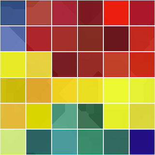 Abstract mosaic of colorful square tiles arranged in a grid