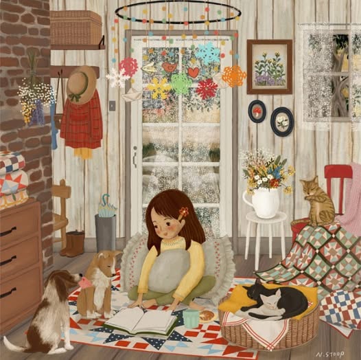 Girl with Cats