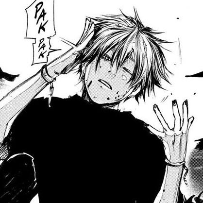 Ken Kaneki character with white hair and dark mask
